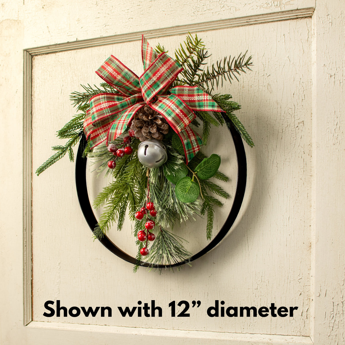 9.75-12" Metal Wreath Ring: Matte Black (Set of 3) Lifestyle Photo