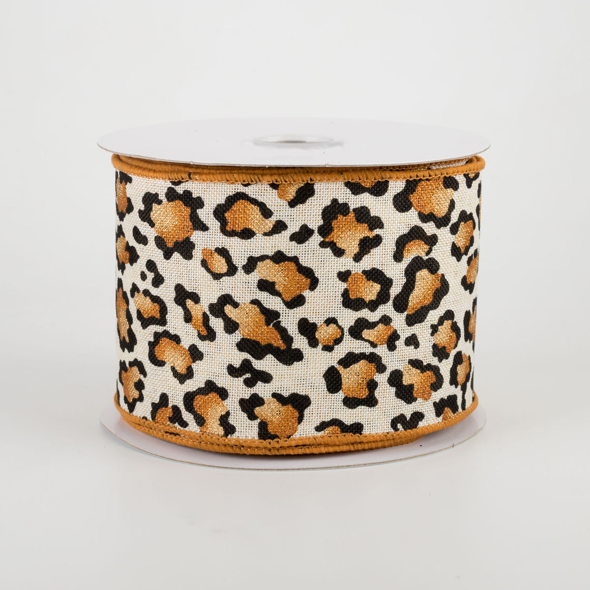 2.5" Metallic Animal Print Ribbon: Cream (10 Yards)