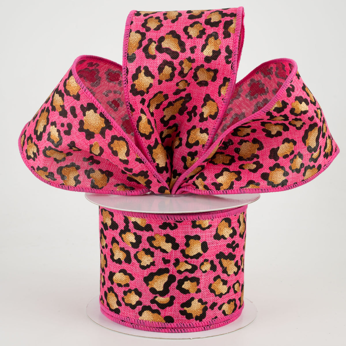 2.5" Metallic Animal Print Ribbon: Hot Pink (10 Yards) Lifestyle Photo