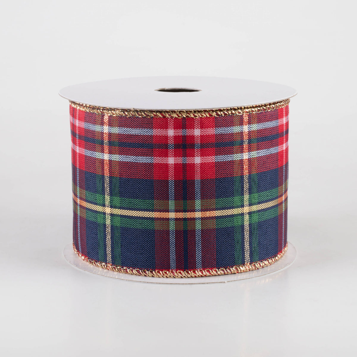 2.5" Metallic Craig Plaid Ribbon: Navy, Red, Green (10 Yards) Item Number: 71456-40-27