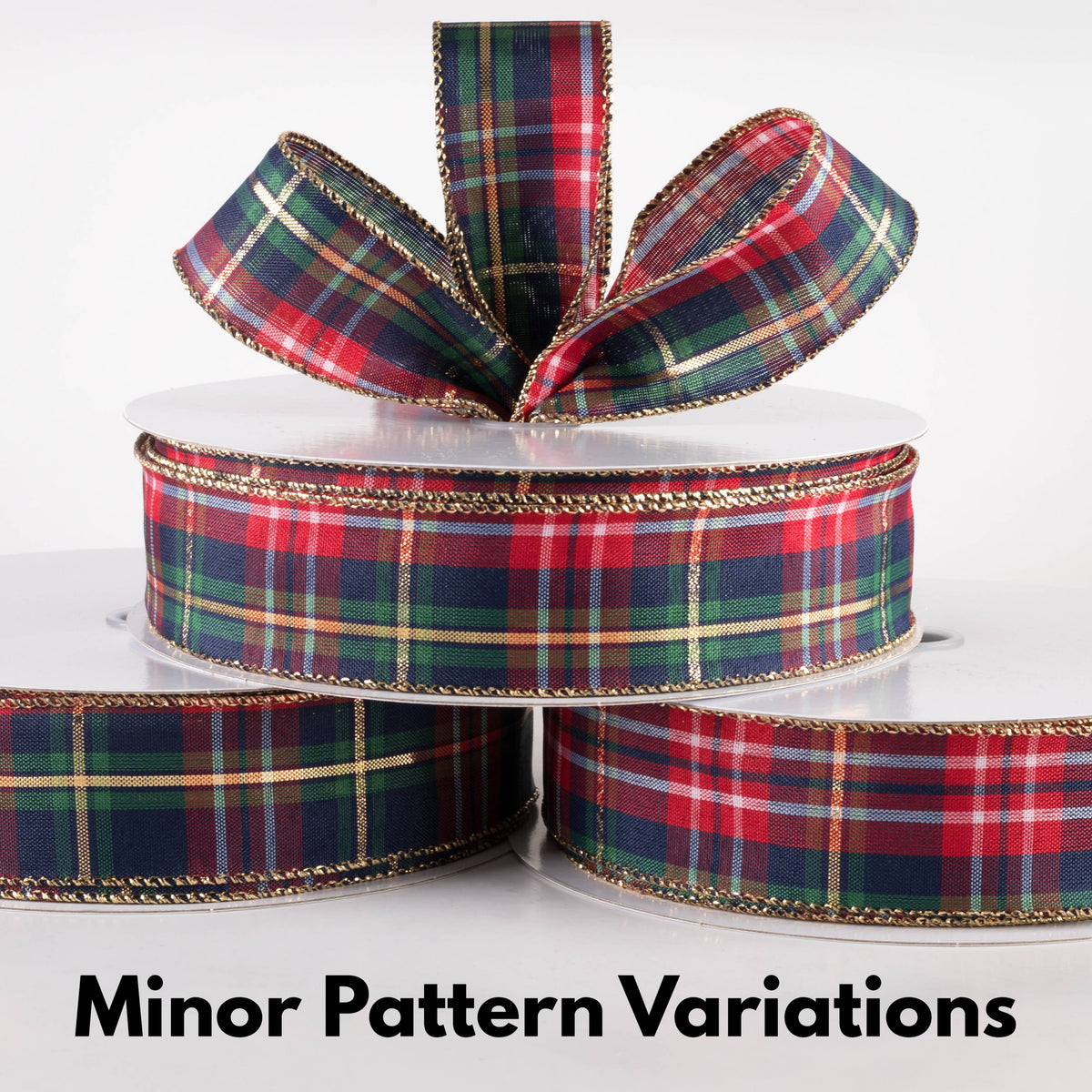 1.5" Metallic Craig Plaid Ribbon: Navy, Red, Green (50 Yards) Lifestyle Photo