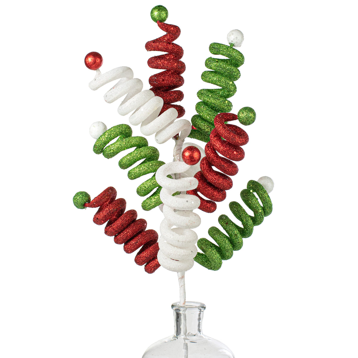 30" Metallic Curly Ball Spray: Lime Green, Red, White Item Number: 82617RWG