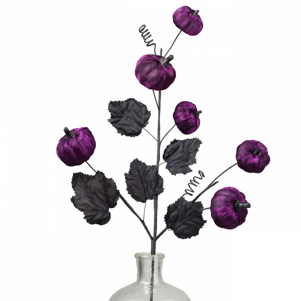 29" Metallic Fabric Pumpkins Spray: Purple & Black Item Number: HA049023