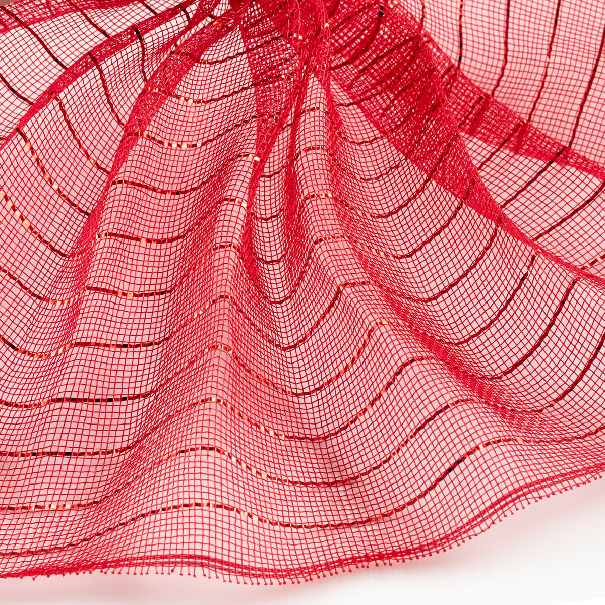 10" Metallic Fine Weave Deco Mesh: Red Lifestyle Photo