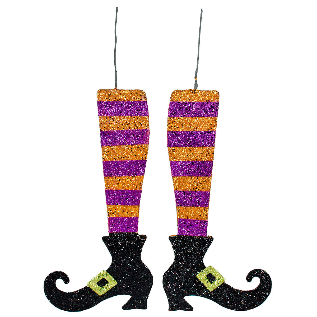16" Metallic Foam Glittered Witch Leg Pair: Purple & Orange Item Number: HH1176