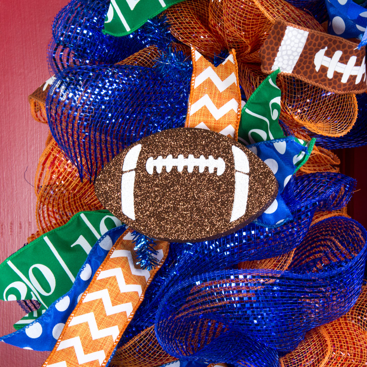 5" Metallic Glitter Football Ornament: Brown & White Lifestyle Photo