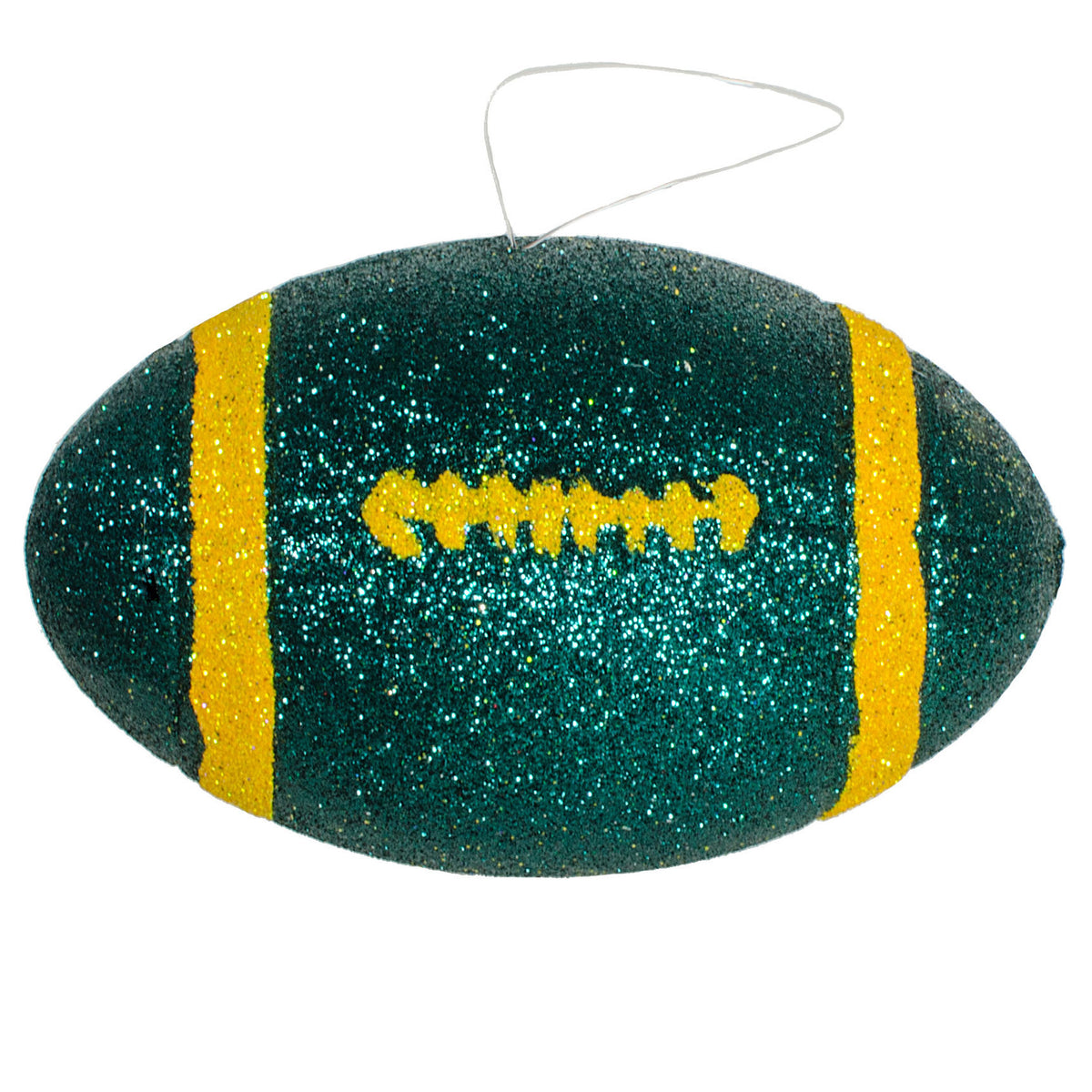 4.5" Metallic Glitter Football Ornament: Green & Yellow Item Number: MS1200R7