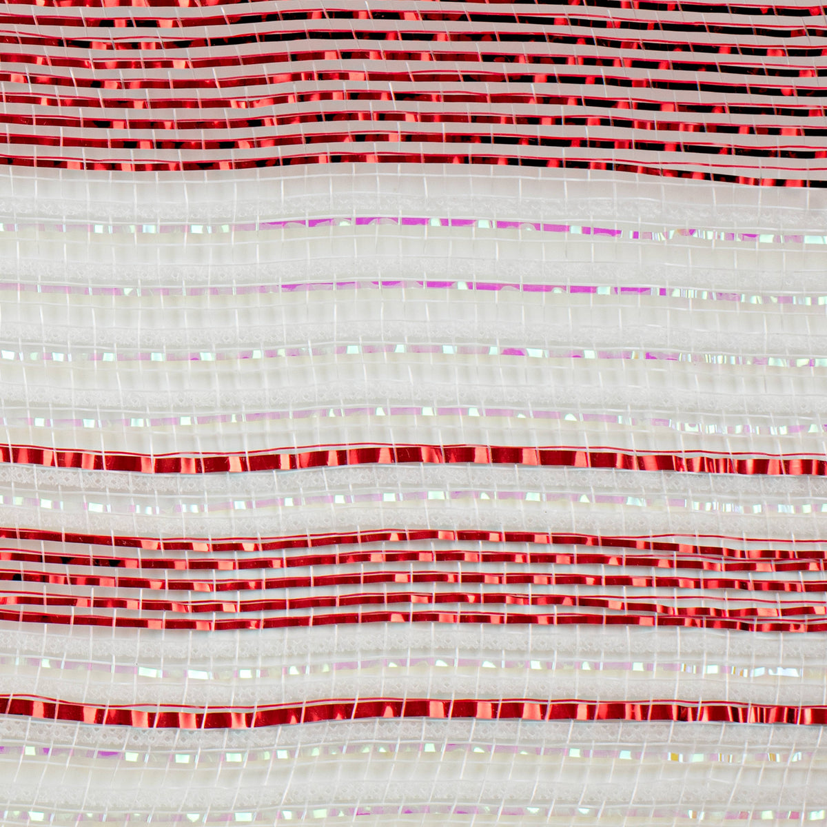 10" Metallic & Iridescent Peppermint Stripe Mesh: Red & White detail photo 3