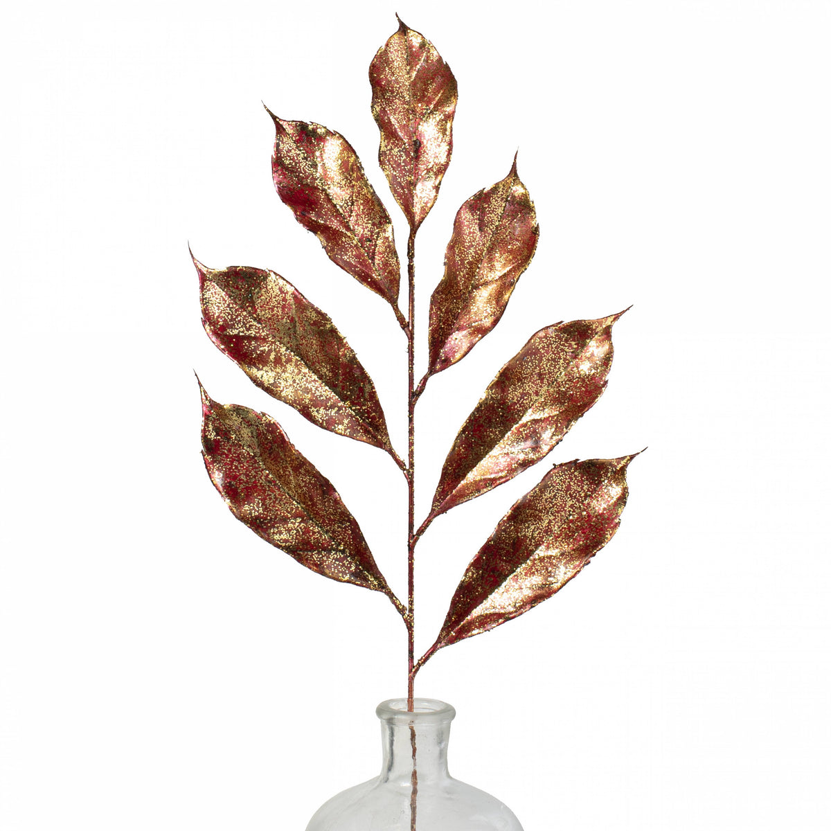 28" Metallic Magnolia Leaves Spray: Burgundy & Gold Item Number: 231847