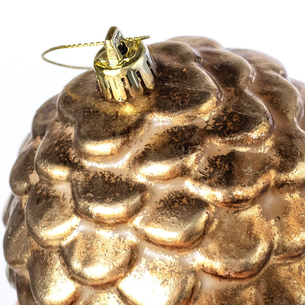 4" Metallic Pinecone Ball Ornament: Antique Gold detail photo 3