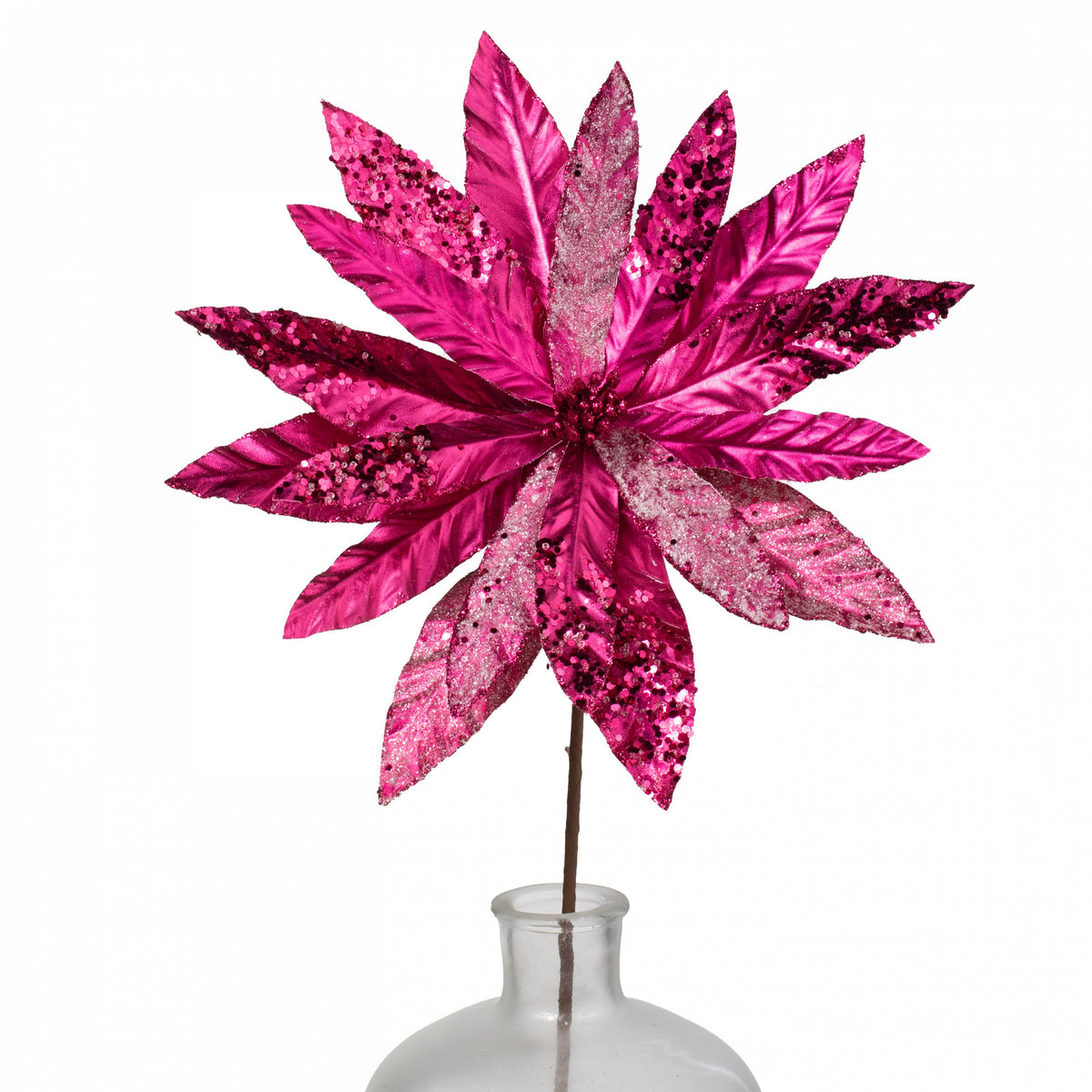 13" x 26" Metallic Poinsettia Stem: Fuchsia Pink Item Number: 86066BT