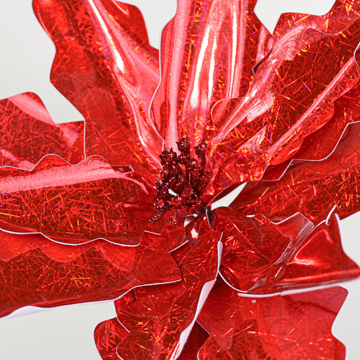 22" Metallic Poinsettia Stem: Red Lifestyle Photo
