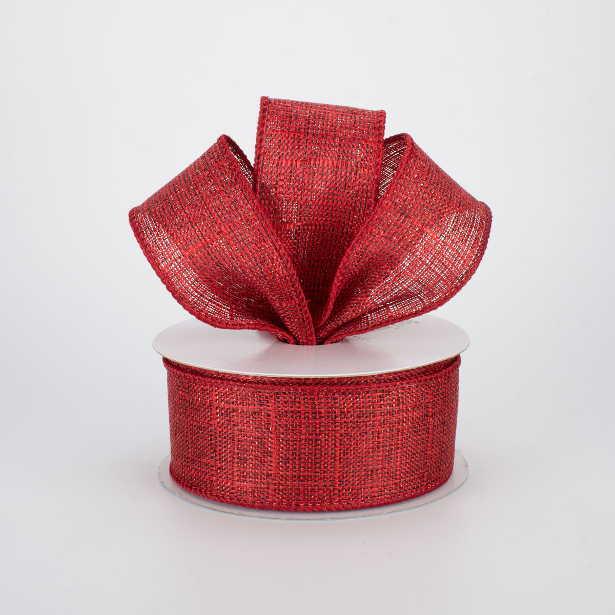 1.5" Metallic Royal Canvas Ribbon: Burgundy/Red (10 Yards) Lifestyle Photo