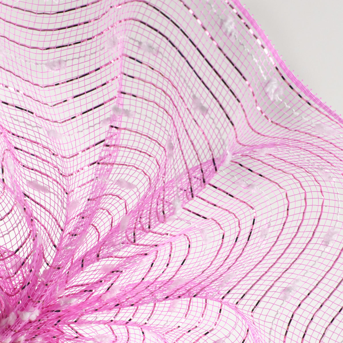 10" Metallic Snowball Deco Mesh: Pink & White (10 Yards) Lifestyle Photo