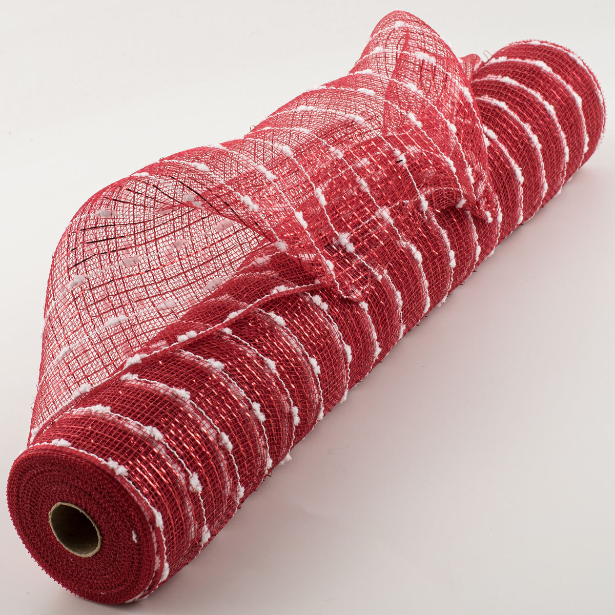 21" Metallic Snowball Deco Mesh: Red & White (10 Yards) Item Number: RY920049