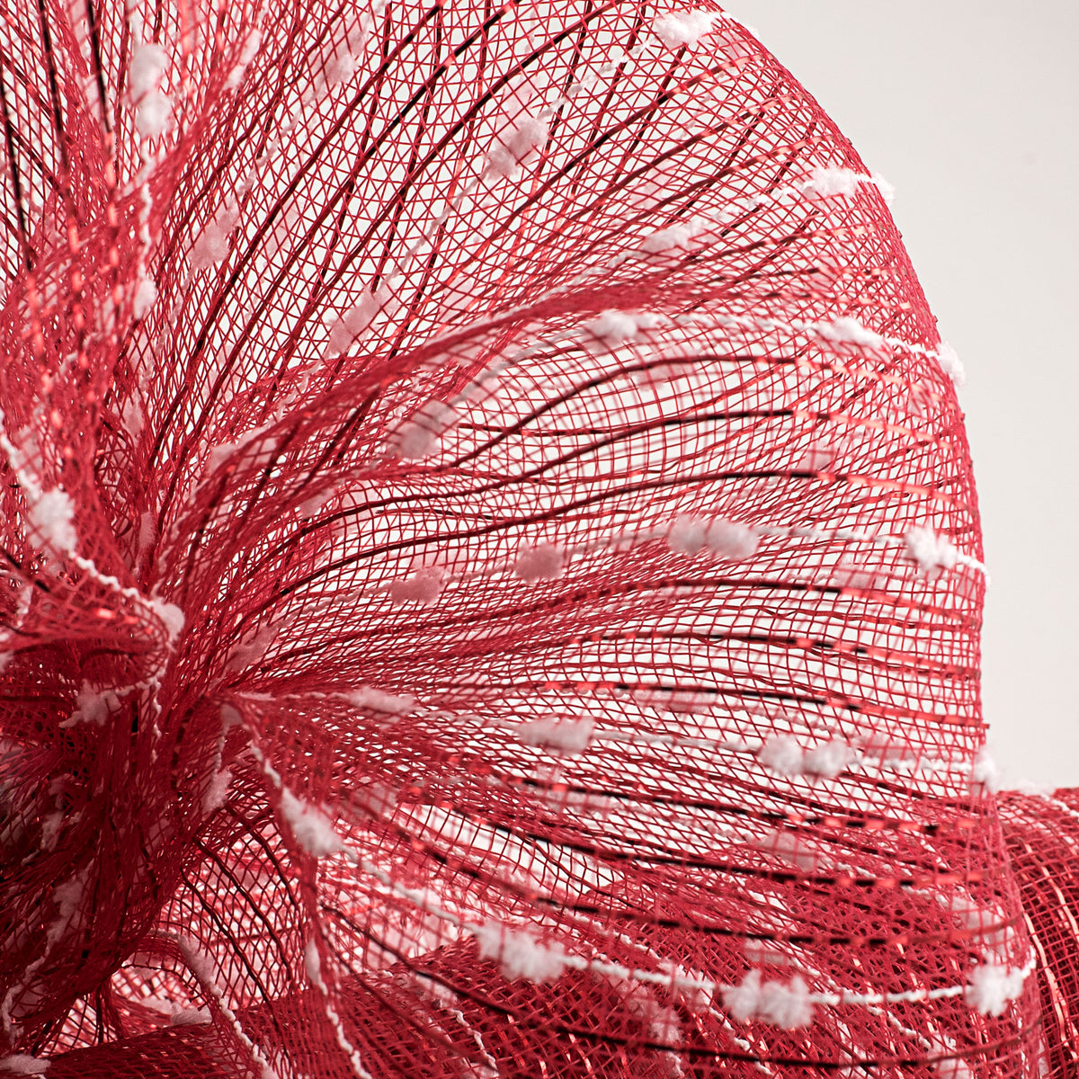 21" Metallic Snowball Deco Mesh: Red & White (10 Yards) Lifestyle Photo