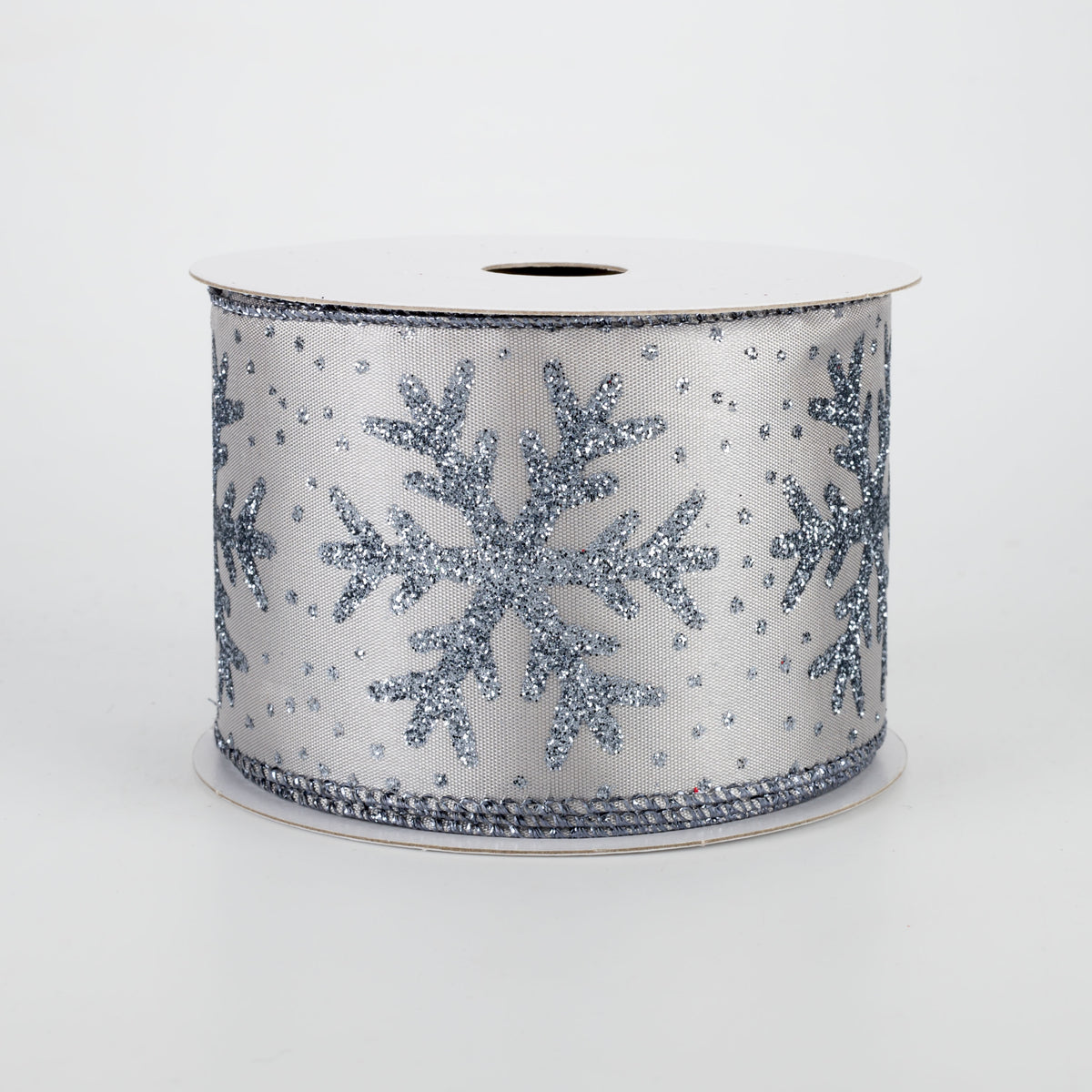 2.5" Metallic Snowflake Ribbon: Steel Blue (10 Yards)