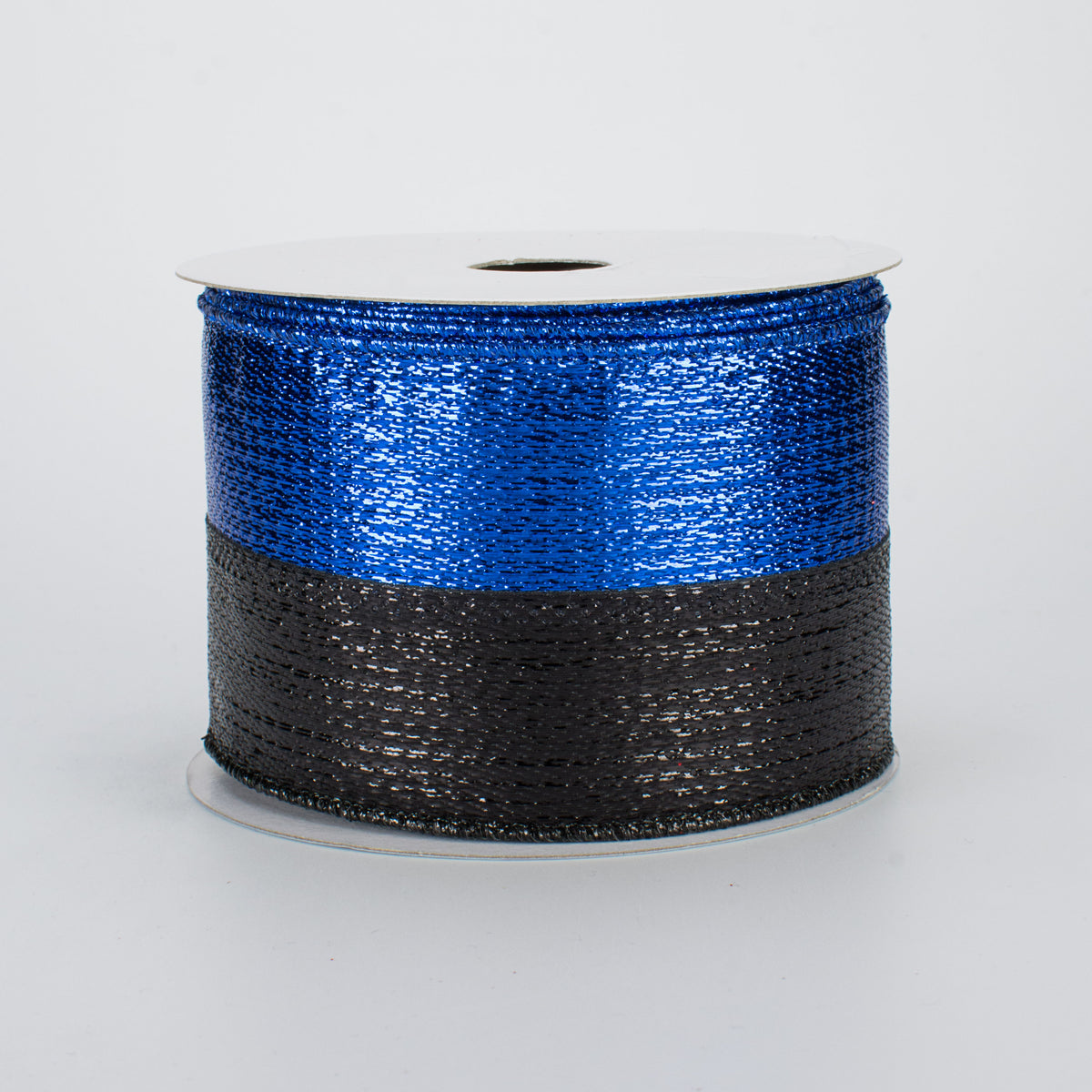 2.5" Metallic Stripe Ribbon: Royal Blue & Black (10 Yards)