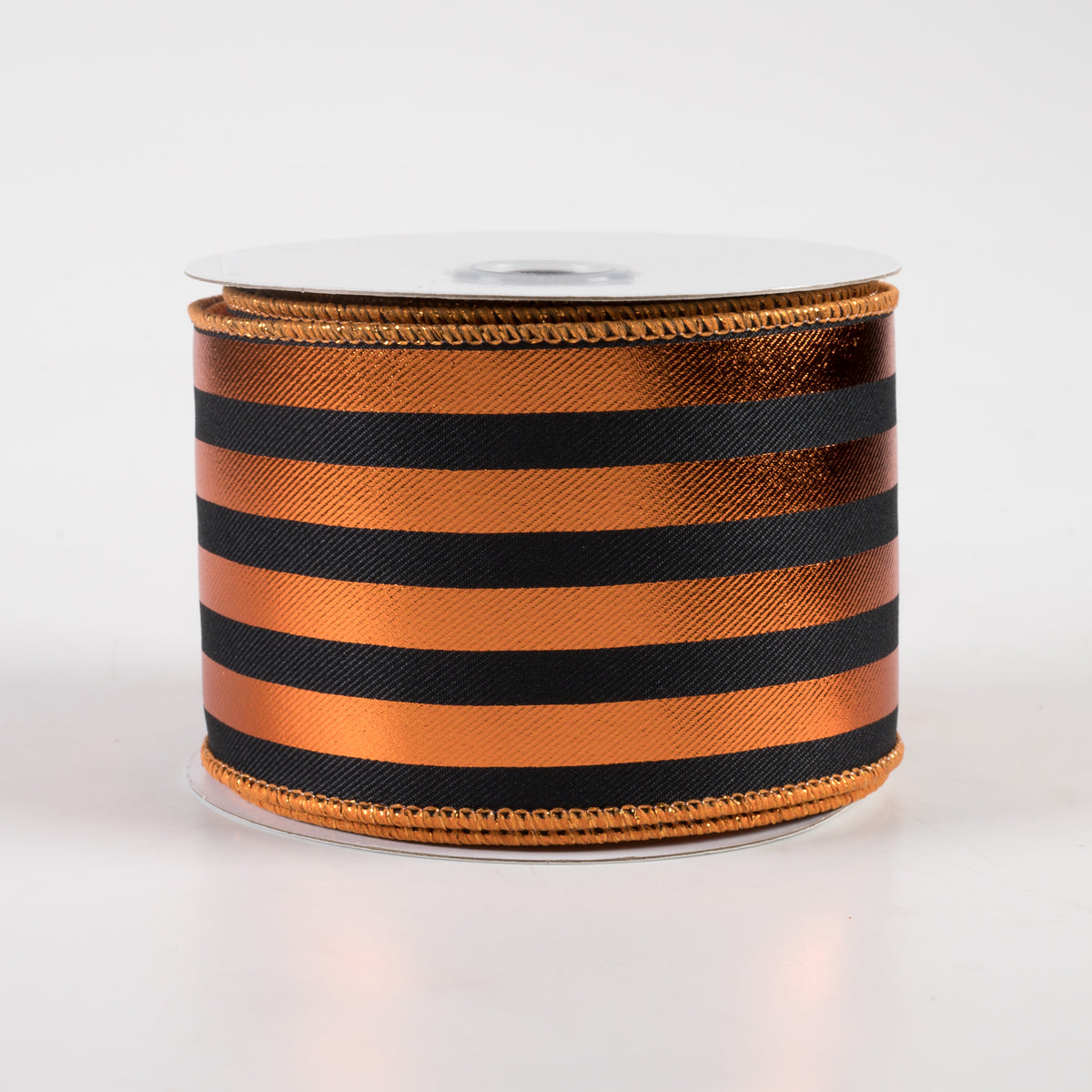 2.5" Metallic Vertical Stripes Ribbon: Black & Copper (10 Yards)