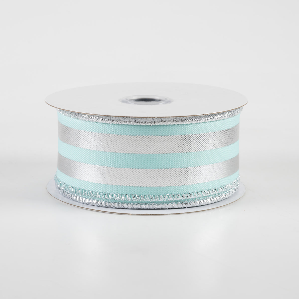 1.5" Metallic Vertical Stripes Ribbon: Ice Blue & Silver (10 Yards)