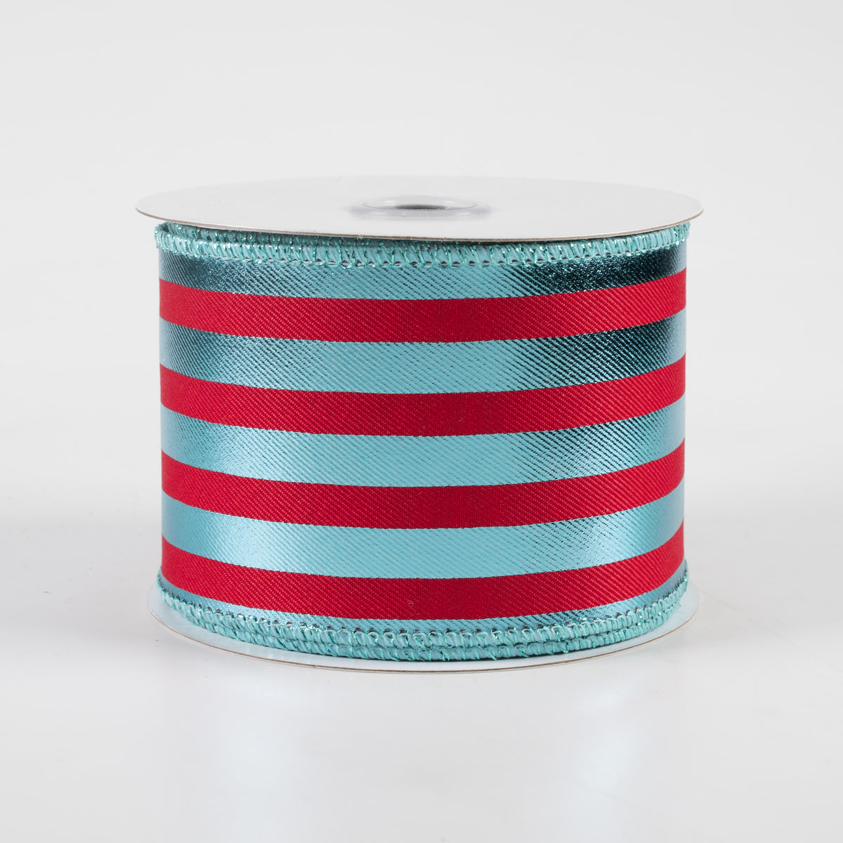 2.5" Metallic Vertical Stripes Ribbon: Red & Ice Blue (10 Yards)