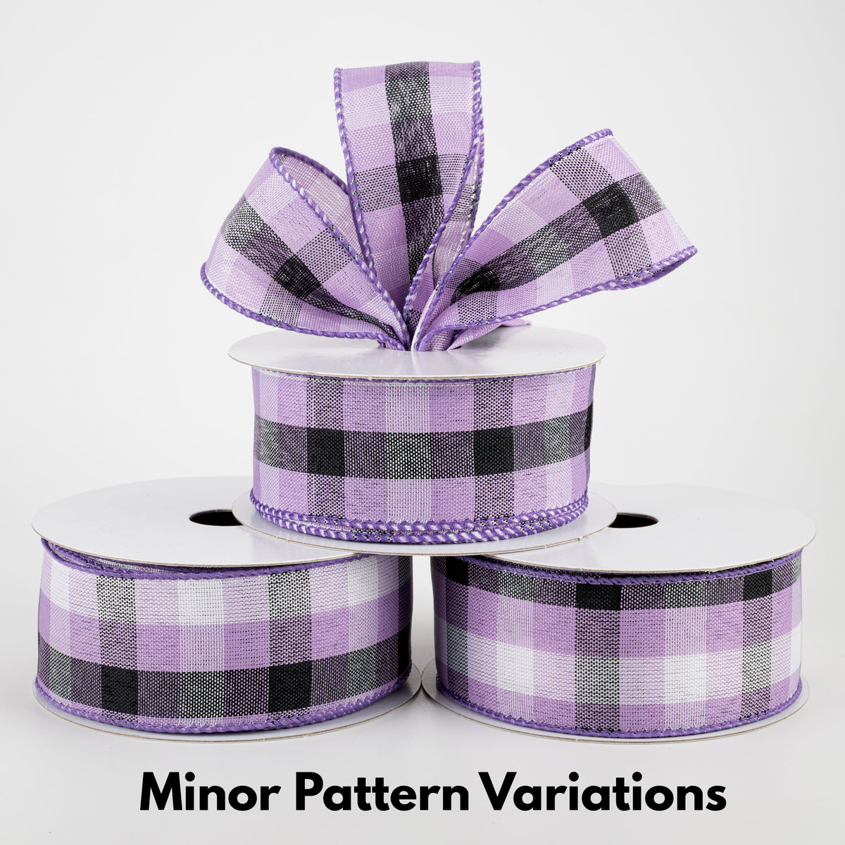 1.5" Milos Check Ribbon: Purple, Black, White (10 Yards) Lifestyle Photo