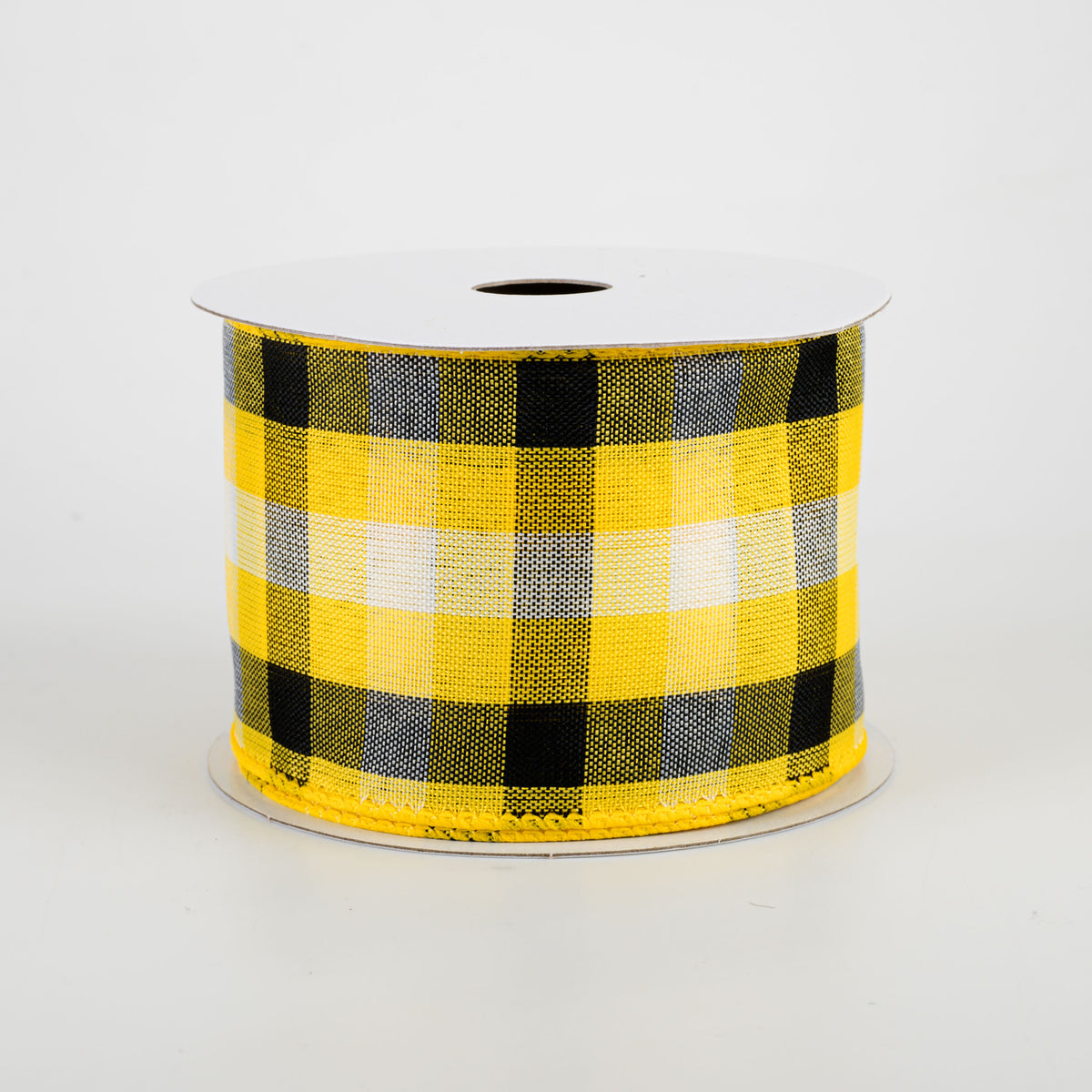 2.5" Milos Check Ribbon: Yellow, Black, White (10 Yards)