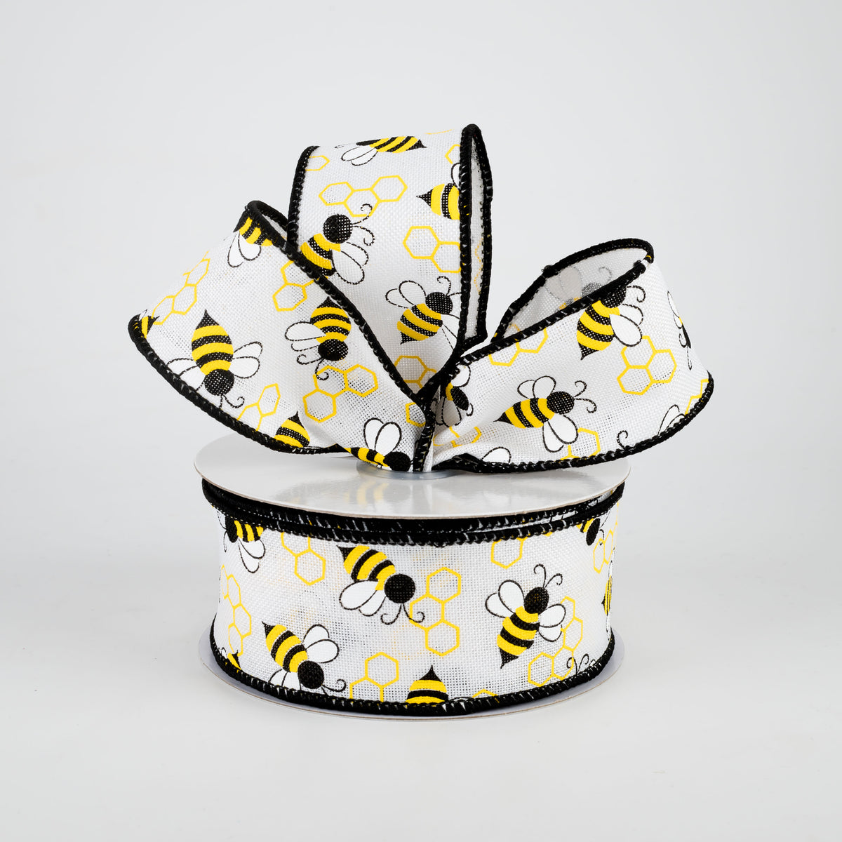 1.5" Mini Bumblebee Ribbon: White (10 Yards) Lifestyle Photo