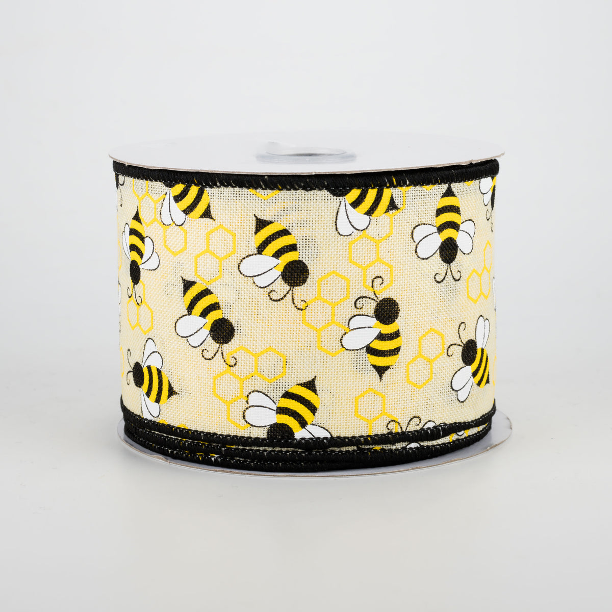 2.5" Mini Bumblebees Ribbon: Cream (10 Yards)