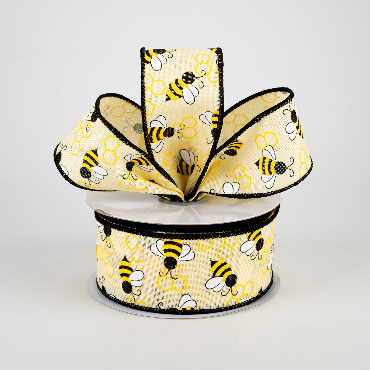 1.5" Mini Bumblebees Ribbon: Cream (10 Yards) Lifestyle Photo