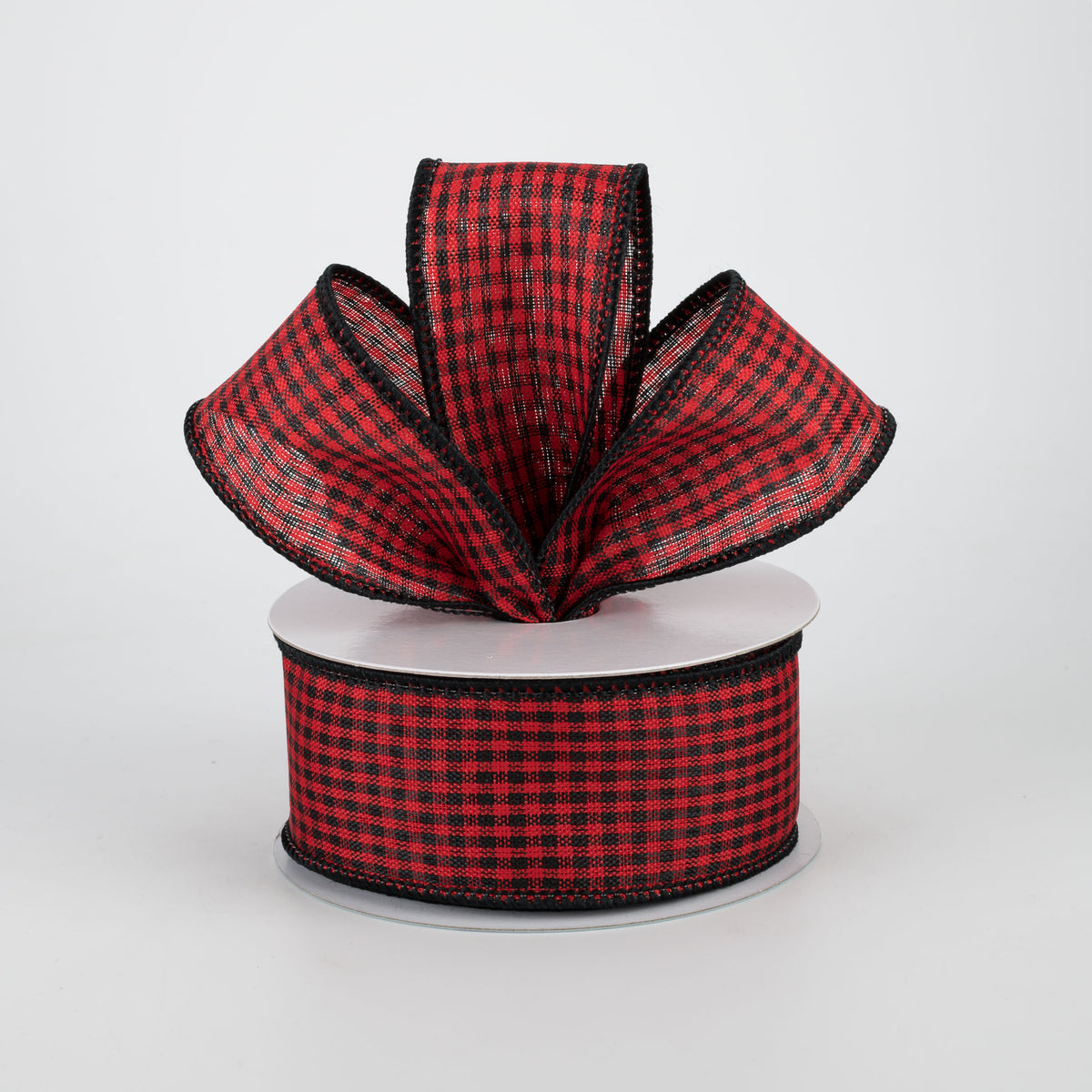1.5" Mini Gingham Check Ribbon: Red & Black (10 Yards) Lifestyle Photo