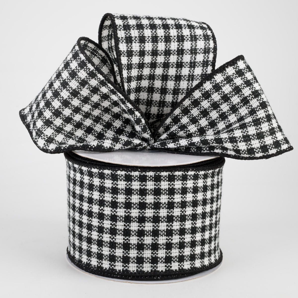 2.5" Mini Woven Check Ribbon: Black & White (10 Yards) Lifestyle Photo