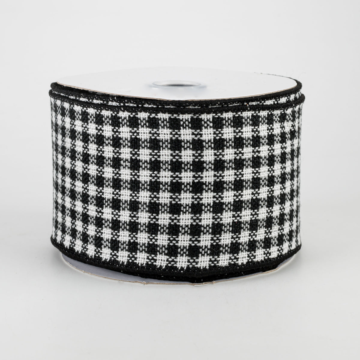 2.5" Mini Woven Check Ribbon: Black & White (10 Yards)