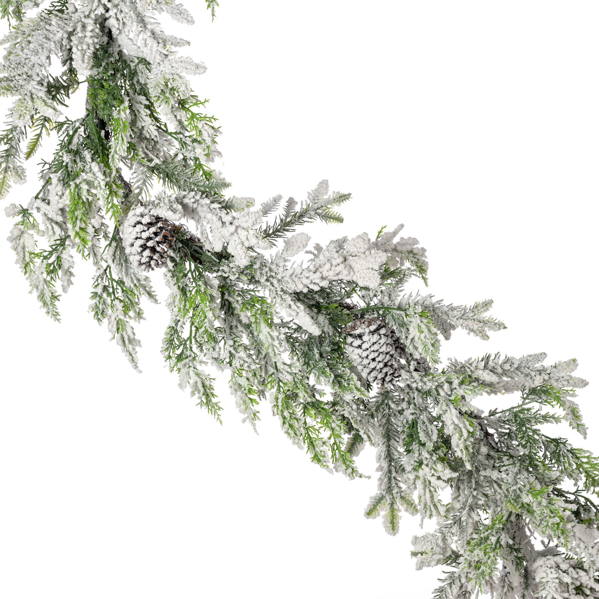 6' Mixed Pine, Pinecone & Cedar Garland: Flocked Item Number: 85927
