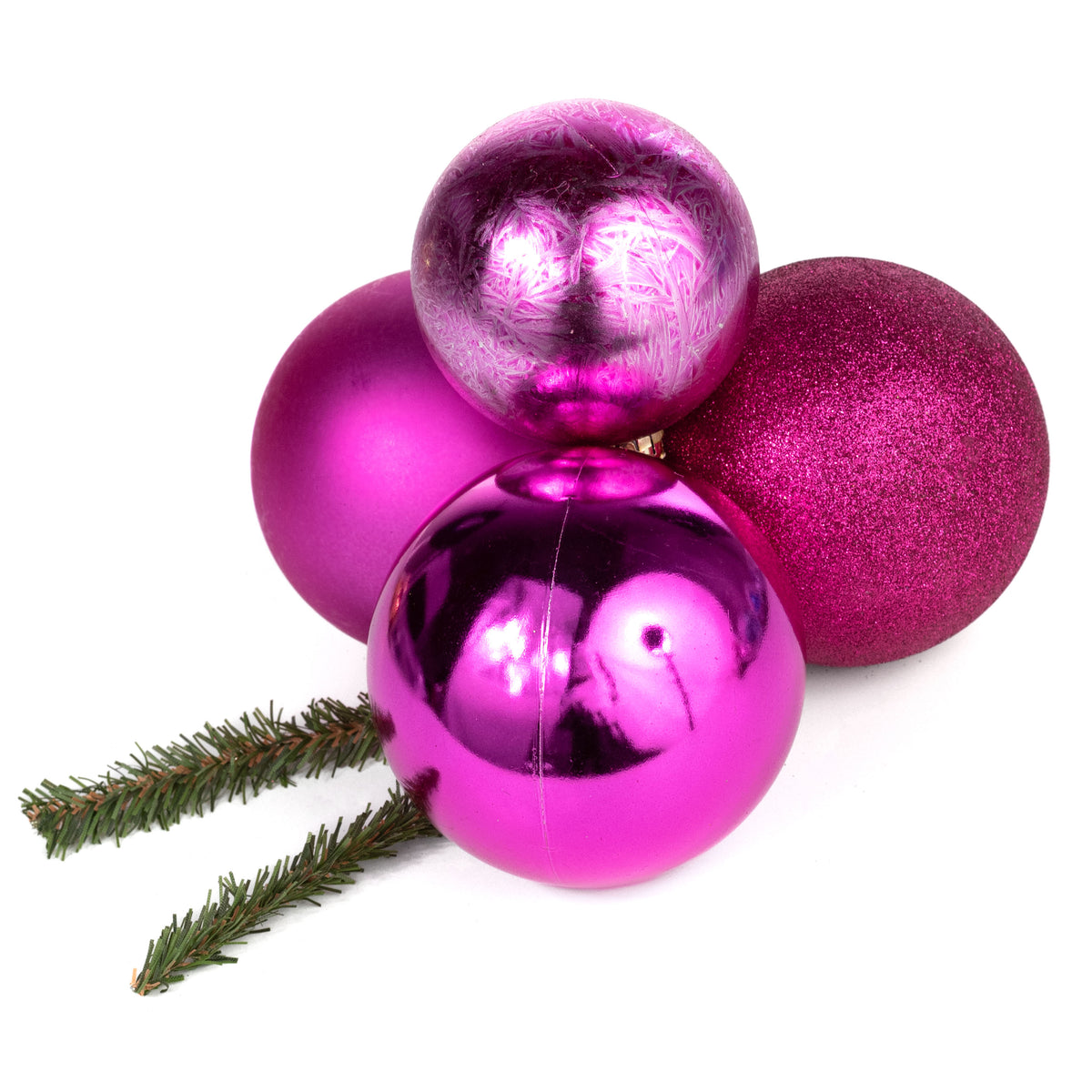 80-100mm Ball Ornament Cluster Ties: Metallic & Glitter Fuchsia Pink Item Number: XP355607