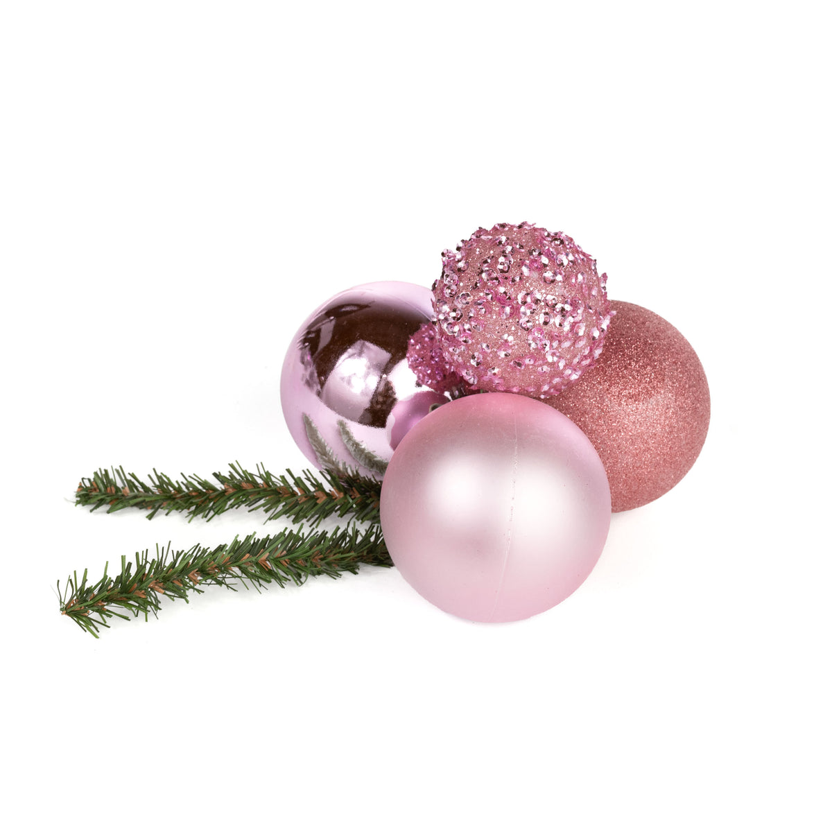 60-80mm Ball Ornament Cluster Ties: Sequin & Glitter Ice Pink Item Number: XP3829CK