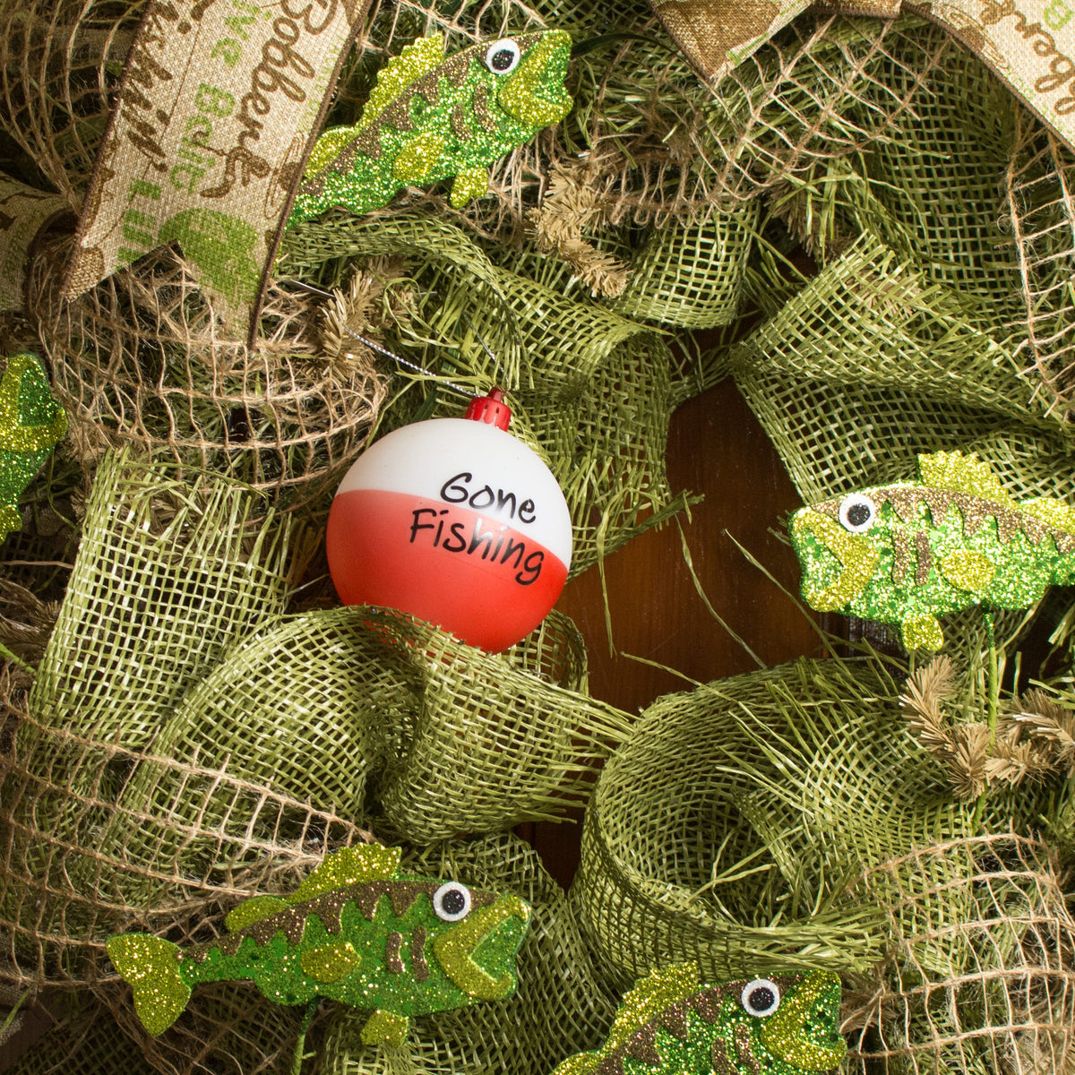 80MM Bobber Ball Ornament: Red & White Lifestyle Photo