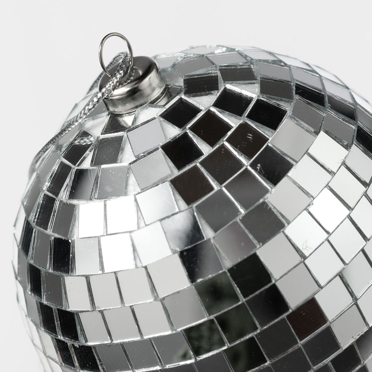100mm Mirror Disco Ball Ornament: Silver detail photo 3