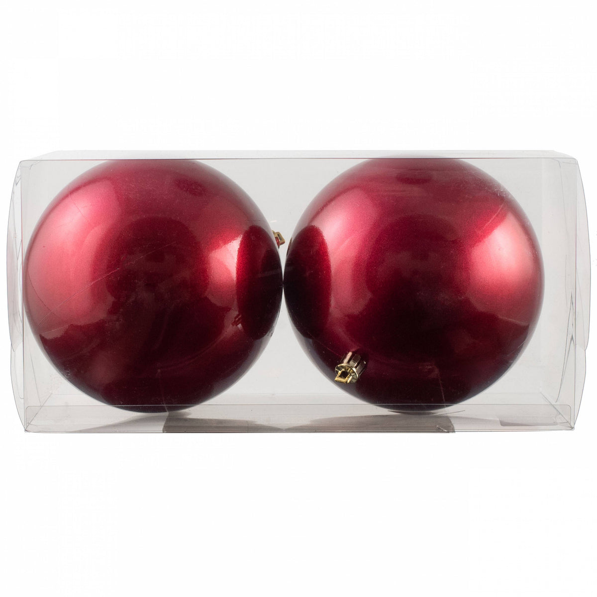120MM Plastic Ball Ornament: Candy Apple Burgundy (Set of 2) Item Number: 157148