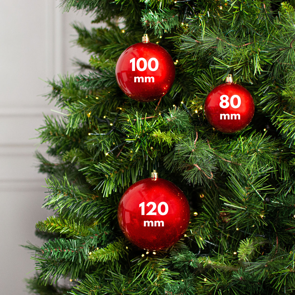 120MM Plastic Ball Ornament: Candy Apple Red (Set of 2) detail photo 4