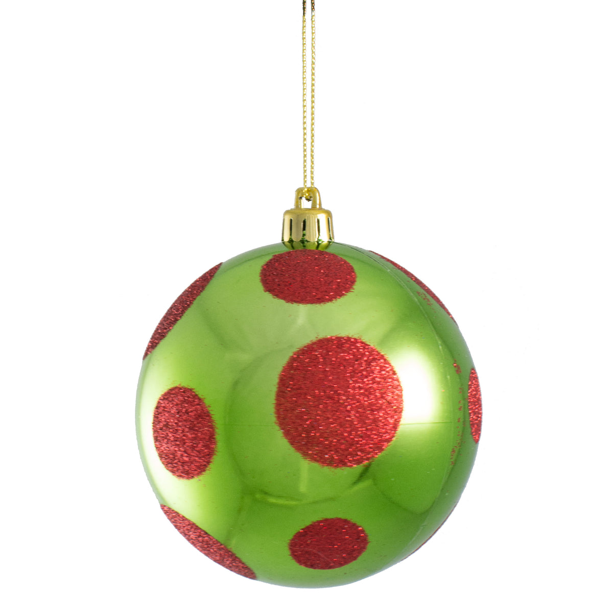 100MM Polka Dot Ornament: Lime Green & Red Item Number: XH952051