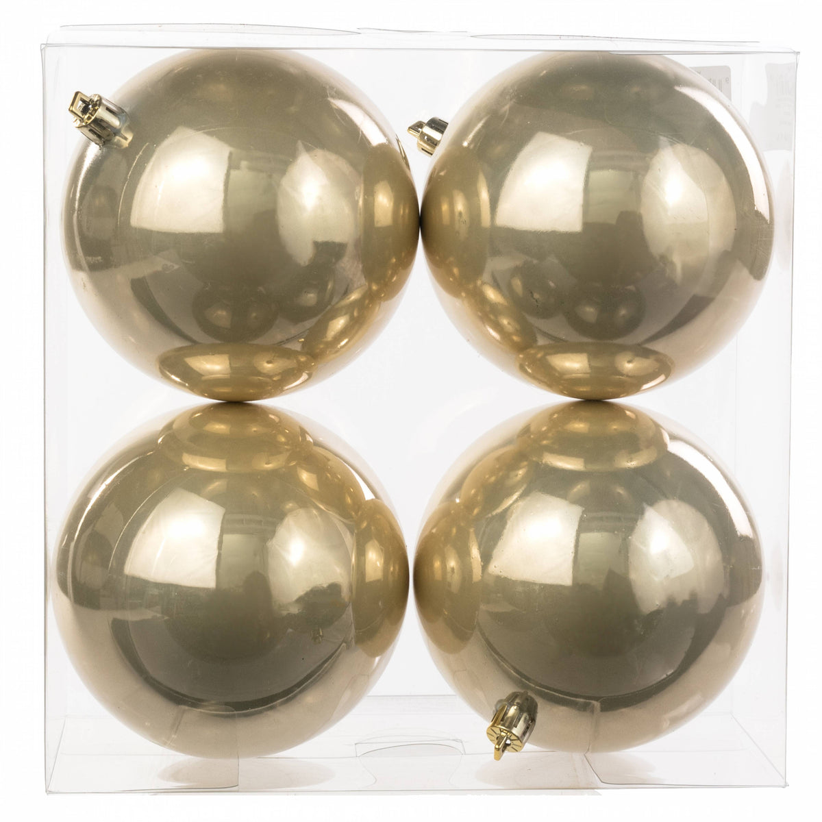 100MM Seamless Plastic Ball Ornament: Pearl Champagne (Set of 4) Item Number: 216724