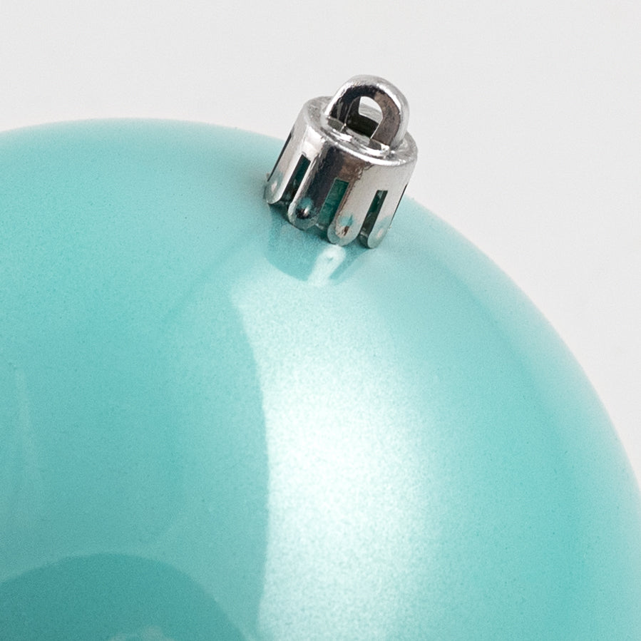 100MM Seamless Plastic Ball Ornament: Pearl Ice Blue (Set of 4) detail photo 3