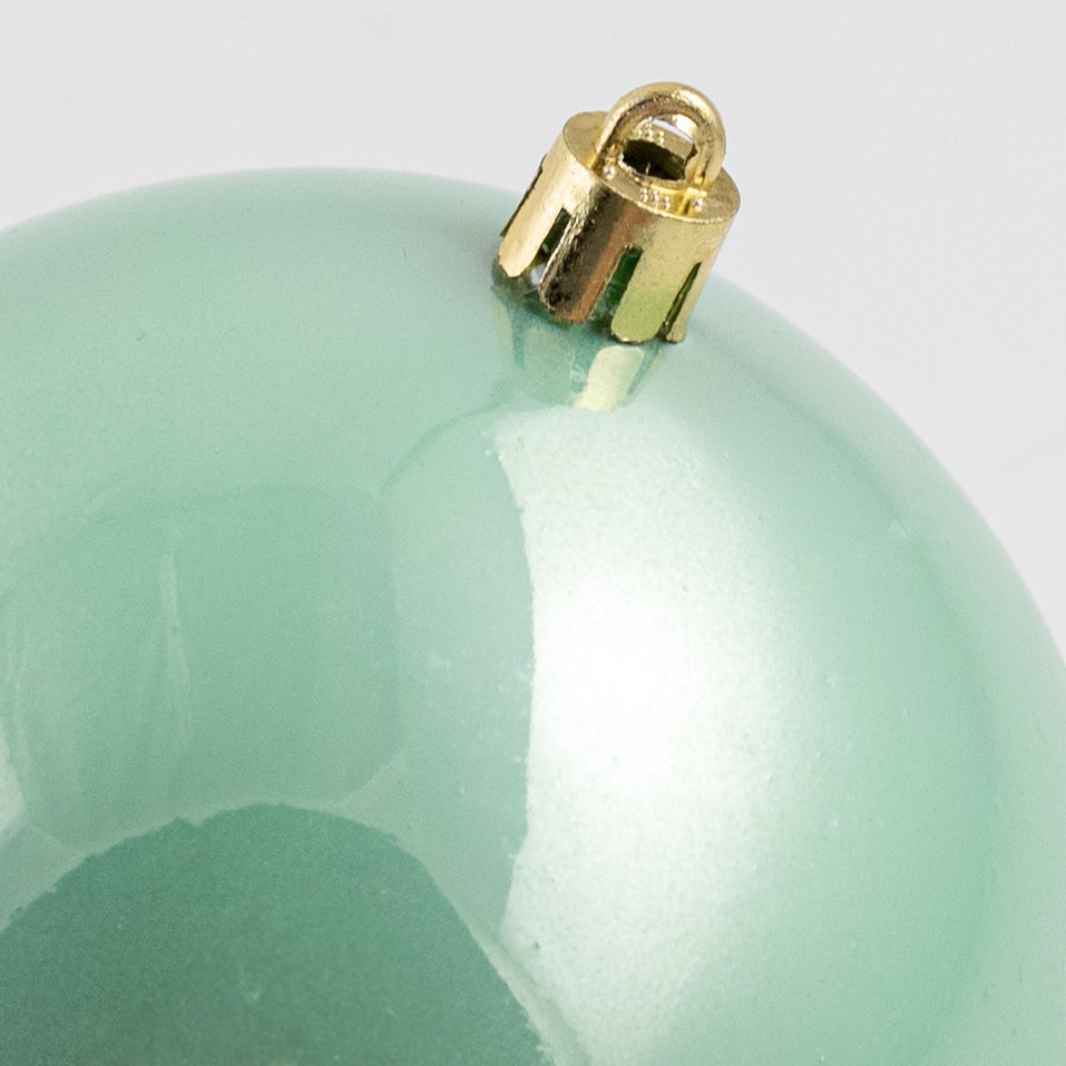 100MM Seamless Plastic Ball Ornament: Pearl Mint Green (Set of 4) detail photo 3