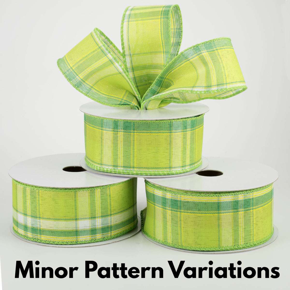 1.5" Montana Plaid Ribbon: Green, White, Lime (10 Yards) Lifestyle Photo