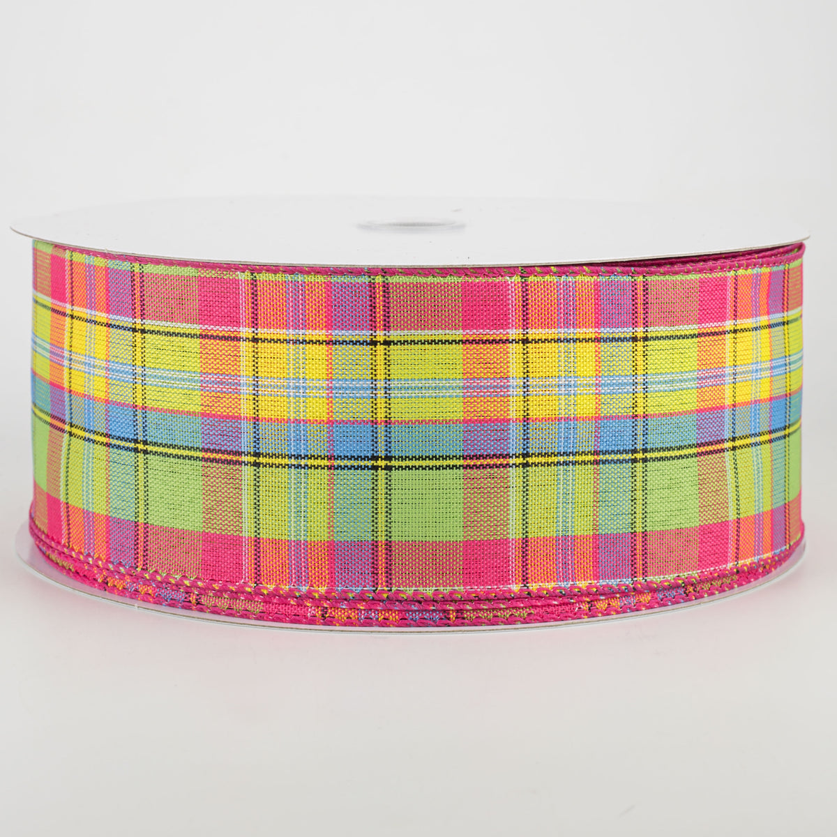 2.5" Montana Plaid Ribbon: Yellow, Fuchsia, Lime (50 Yards)