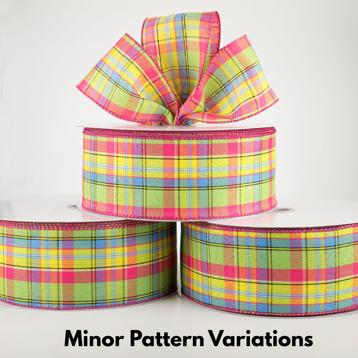 2.5" Montana Plaid Ribbon: Yellow, Fuchsia, Lime (50 Yards) Lifestyle Photo