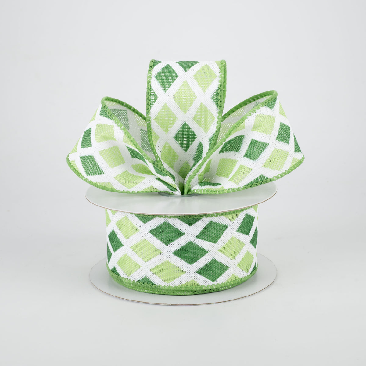1.5" Mosaic Diamond Pattern Ribbon: Green & Mint (10 Yards) Lifestyle Photo