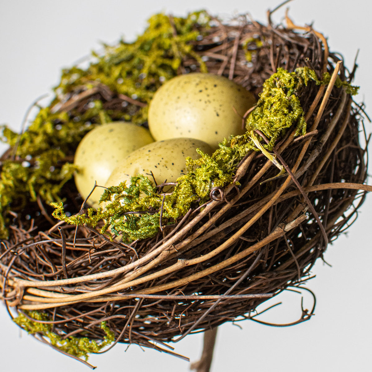 10" Mossy Bird Nest with Eggs Pick Lifestyle Photo