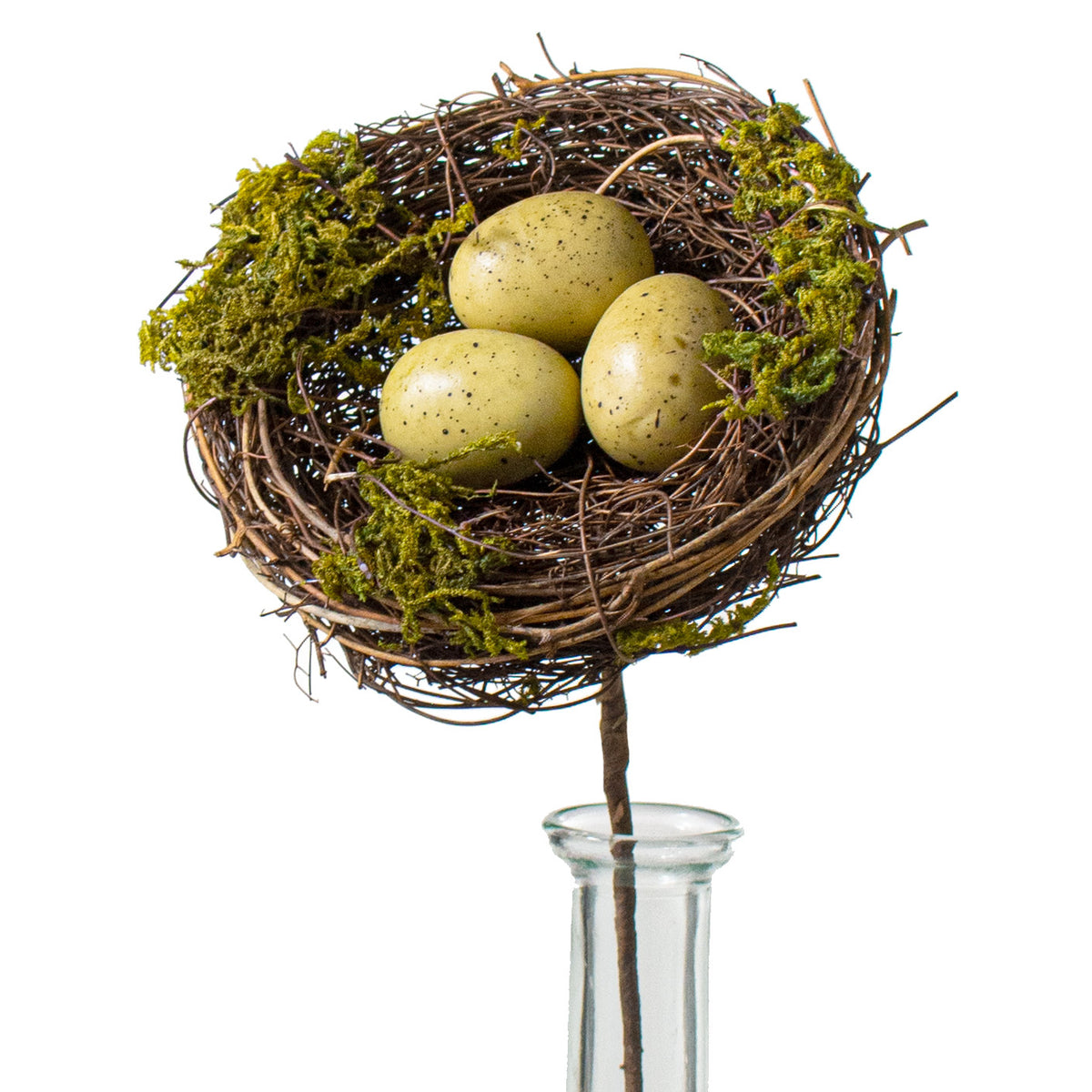 10" Mossy Bird Nest with Eggs Pick Item Number: 62333NAT